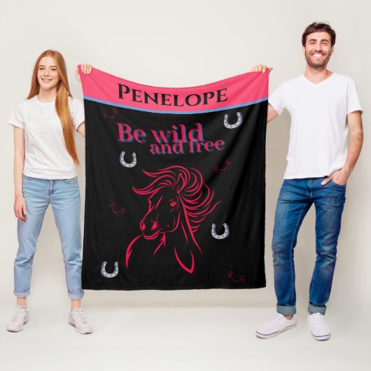 可愛い女の子は野生で自由な装飾馬 フリースブランケット (インサイチュ)