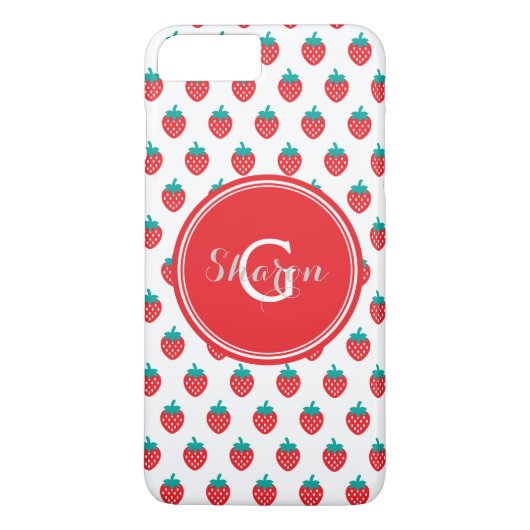 可愛い女の子らしい赤白のイチゴ柄モノグラム Case-Mate iPhoneケース (裏面)