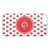 可愛い女の子らしい赤白のイチゴ柄モノグラム Case-Mate iPhoneケース (裏面(横))