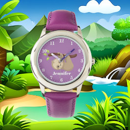 可愛い女の子ナマズ追加の名前時計 腕時計