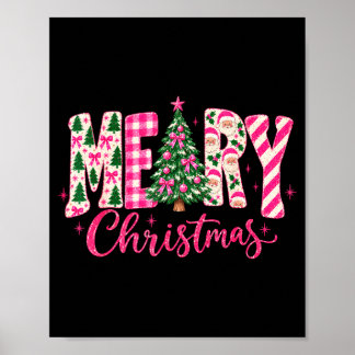 可愛い女の子向けのピンクのクリスマスツリーキッズ用 ポスター
