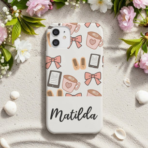 可愛い女の子向けリボンとコーヒーデザインのカスタマイズ可能なケース Case-Mate iPhone 14ケース
