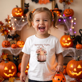 可愛い女の子用パンプキン・スプーキー・ベイビー ベビーTシャツ