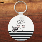 可愛い女パーソナライズされたの子まつげ先住民向け キーホルダー (正面)