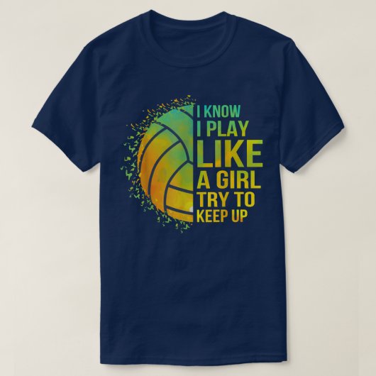 可愛い女保の子バレーボールを頑張るおもしろい Tシャツ (デザイン正面)