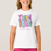 可愛い女子の小学校3年生の初めての登校日のオリジナルTシャツ Tシャツ (正面)
