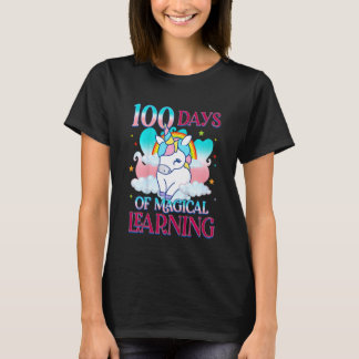 可愛い女子学生 ユニコーン 100日目 学校の先生 Tシャツ