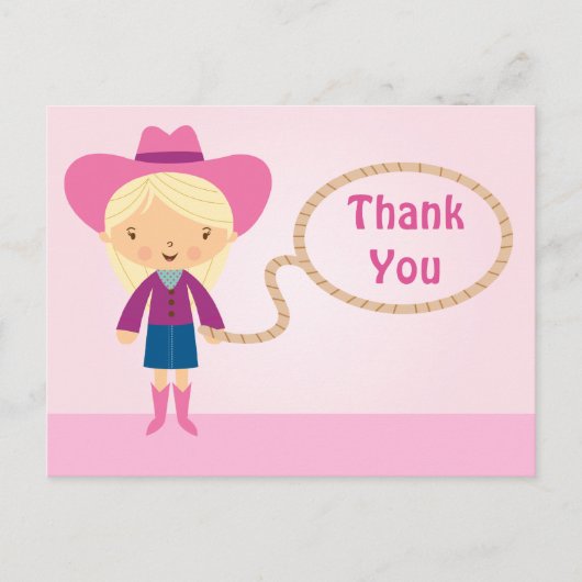 可愛い女性のカーボーイなげなわ女感謝してい子の君はがき ポストカード (正面)