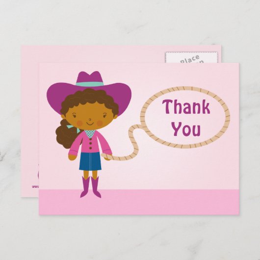 可愛い女性のカーボーイなげなわ女感謝してい子の君はがき ポストカード (正面/裏面)