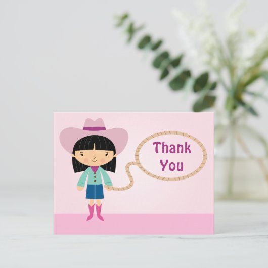 可愛い女性のカーボーイなげなわ女感謝してい子の君はがき ポストカード (スタンド正面)