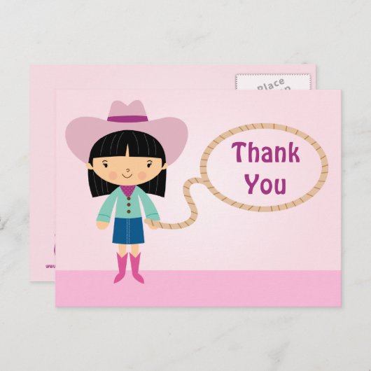 可愛い女性のカーボーイなげなわ女感謝してい子の君はがき ポストカード (正面/裏面)