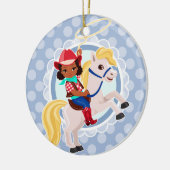 可愛い女性のカーボーイホース – ロデオアフリカンアメリカン・ガール セラミックオーナメント (左)