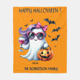 可愛い女性の幽霊のハロウィン フリースブランケット