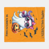 可愛い女性の幽霊のハロウィン フリースブランケット (正面(横))