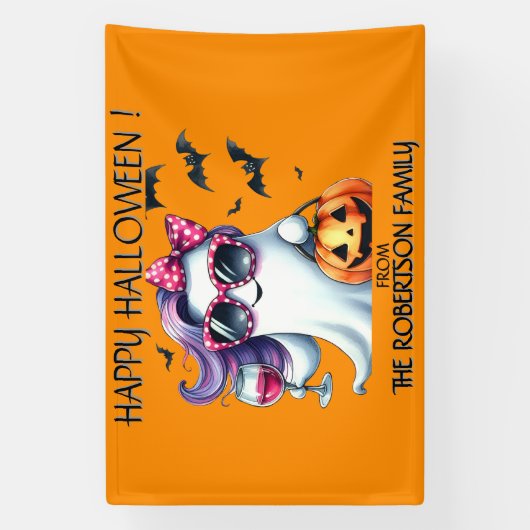 可愛い女性の幽霊のハロウィン 横断幕 (縦)