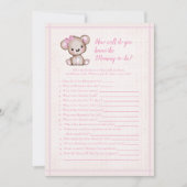 可愛い女最高のの子のベアーゲームカードを知っている 招待状 (正面)