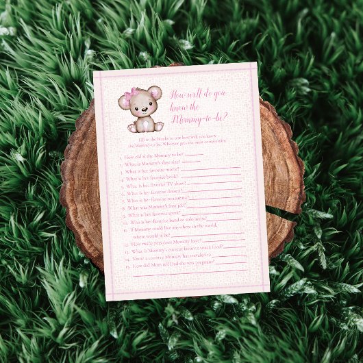 可愛い女最高のの子のベアーゲームカードを知っている 招待状