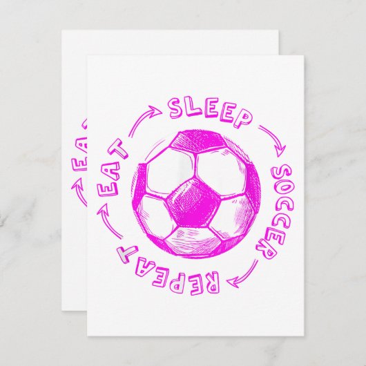 可愛い女食べの子のスリープサッカーのリピート – 青少年プレーヤー エンクロージャーカード (正面/裏面)