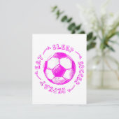 可愛い女食べの子のスリープサッカーのリピート – 青少年プレーヤー エンクロージャーカード (スタンド正面)