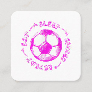 可愛い女食べの子のスリープサッカーのリピート – 青少年プレーヤー スクエア名刺