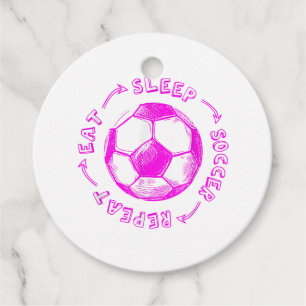 可愛い女食べの子のスリープサッカーのリピート – 青少年プレーヤー フェイバータグ