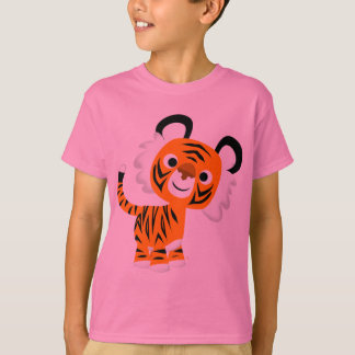 可愛い好奇心の漫画の虎の子供Tシャツ Tシャツ
