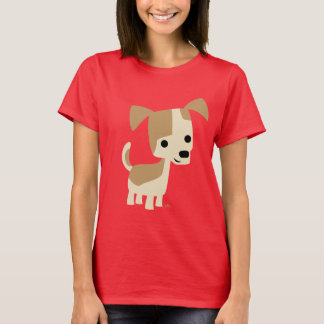 可愛い好奇心を持った漫画犬の女性Tシャツ Tシャツ