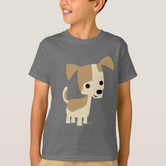 可愛い好奇心を持つ漫画の犬の子供Tシャツ Tシャツ