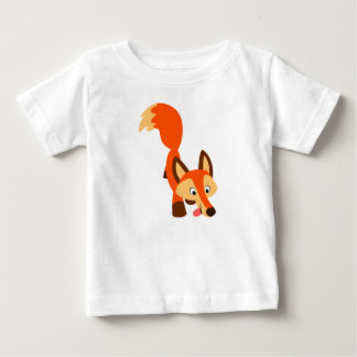 可愛い好奇心マンガキツネベビーTシャツ ベビーTシャツ