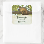 可愛い好奇心リスの自然写真 スクエアシール (バッグ)