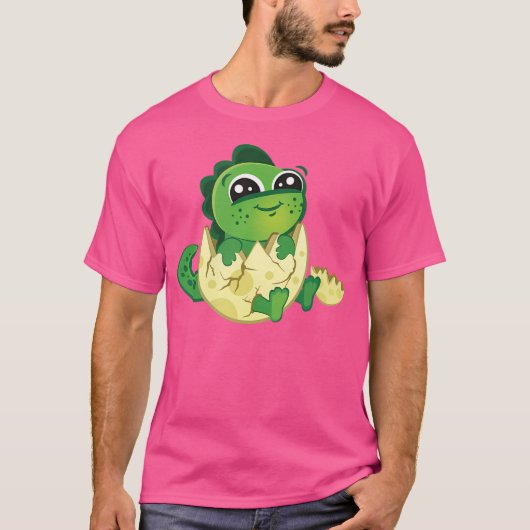 可愛い妊娠中の恐竜の卵のモチーフパパ Tシャツ (正面)