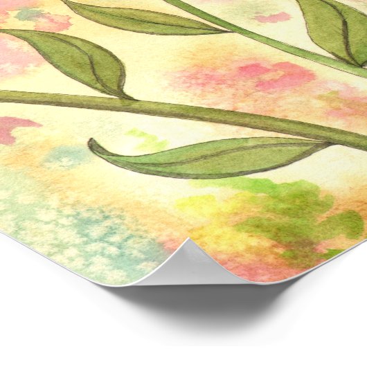 可愛い妖精とラディバグファンタジー水彩画 ポスター (角)