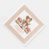 可愛い妖精のピンクの花のファンタジー誕生日ナプキン (コーナー)