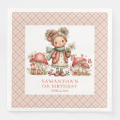 可愛い妖精のピンクの花のファンタジー誕生日ナプキン (正面)