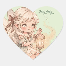 可愛い妖精の赤ちゃん セージゴールドの女の子 ハートシール