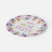 可愛い妖精プリンセスピンク&パープル1歳の誕生日 ペーパープレート (アングル)