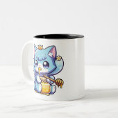 可愛い妖精食べ猫の生の蜂蜜 ツートーンマグカップ (正面左)