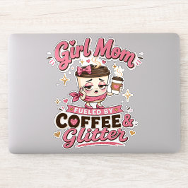 可愛い娘を持つママはコーヒーとラメでできている 面白い娘ママグッズ シール