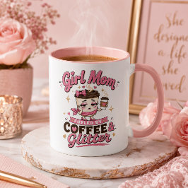 可愛い娘を持つママはコーヒーとラメでやる気が出る 面白いピンクのマグカップ マグカップ