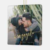 可愛い婚約した台本の写真 セラミックオーナメント (左)