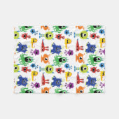 可愛い子どもカラフルに小さな怪物パターン フリースブランケット (正面(横))