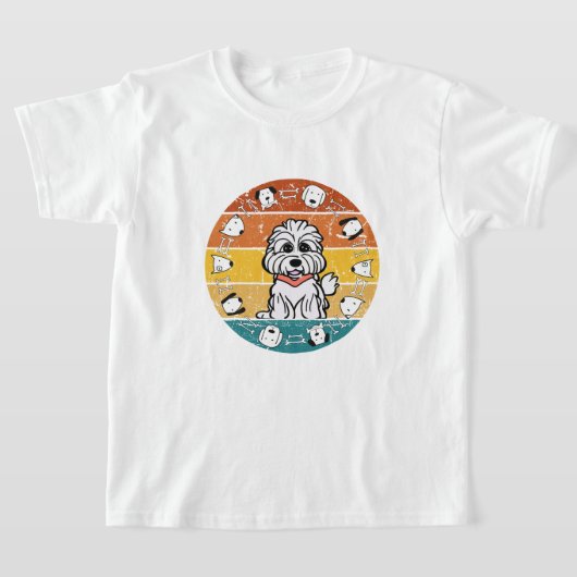 可愛い子ども向けマルティポ犬のプレゼント Tシャツ (レイダウン)