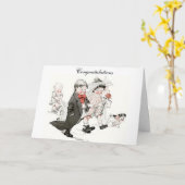 可愛い子ども結婚が行進 カード (黄色い花)