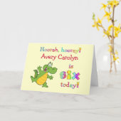 可愛い子供たち第6誕生日の女の子や男の子のためにパーソナライズ カード (黄色い花)