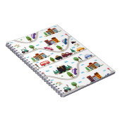 可愛い子供っぽい街並みバスカー漫画のパターン ノートブック (右側)