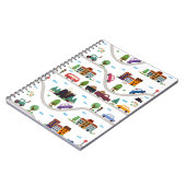 可愛い子供っぽい街並みバスカー漫画のパターン ノートブック (左側)