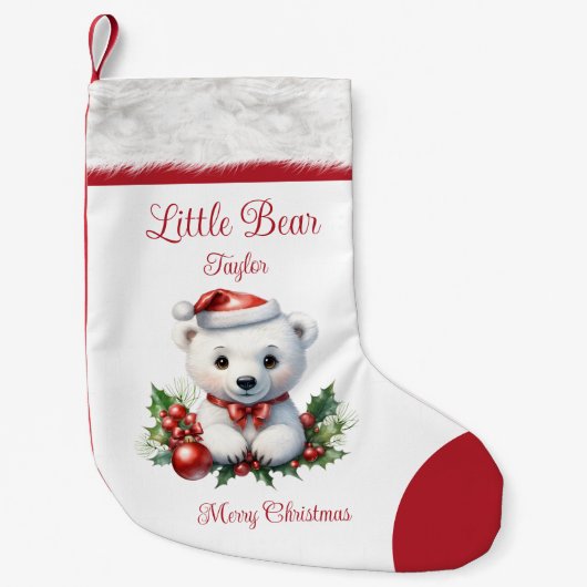 可愛い子供にマッチする小さなクマの名前の家族 スモールクリスマスストッキング (正面)