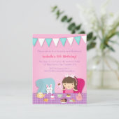 可愛い子供のためのティーパーティー 誕生日招待状 招待状 (スタンド正面)