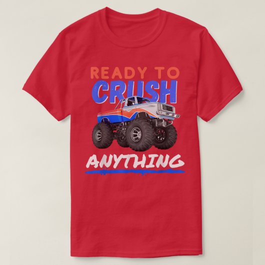 可愛い子供のモンスタートラックTeを粉砕する準備ができて Tシャツ (デザイン正面)