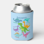 可愛い子供の恐竜と名前ブルー 缶クーラー (缶正面)